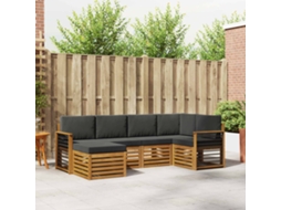 Vidaxl Conjunto De Sofás Para Exterior 6 Unid. Natural E Antracite