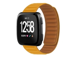 Pulseira De Relógio Lurelia Para Fitbit Versa 4 / 3 / Sense 2 20 Mm Silicone Magnetic Laranja Amarelo