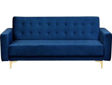 Sofá reclinável de 3 lugares em veludo azul escuro ABERDEEN