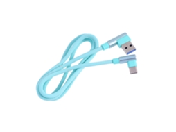 Cabo Usb Tipo C Trançado Verde Com Ângulo Para Carregamento E