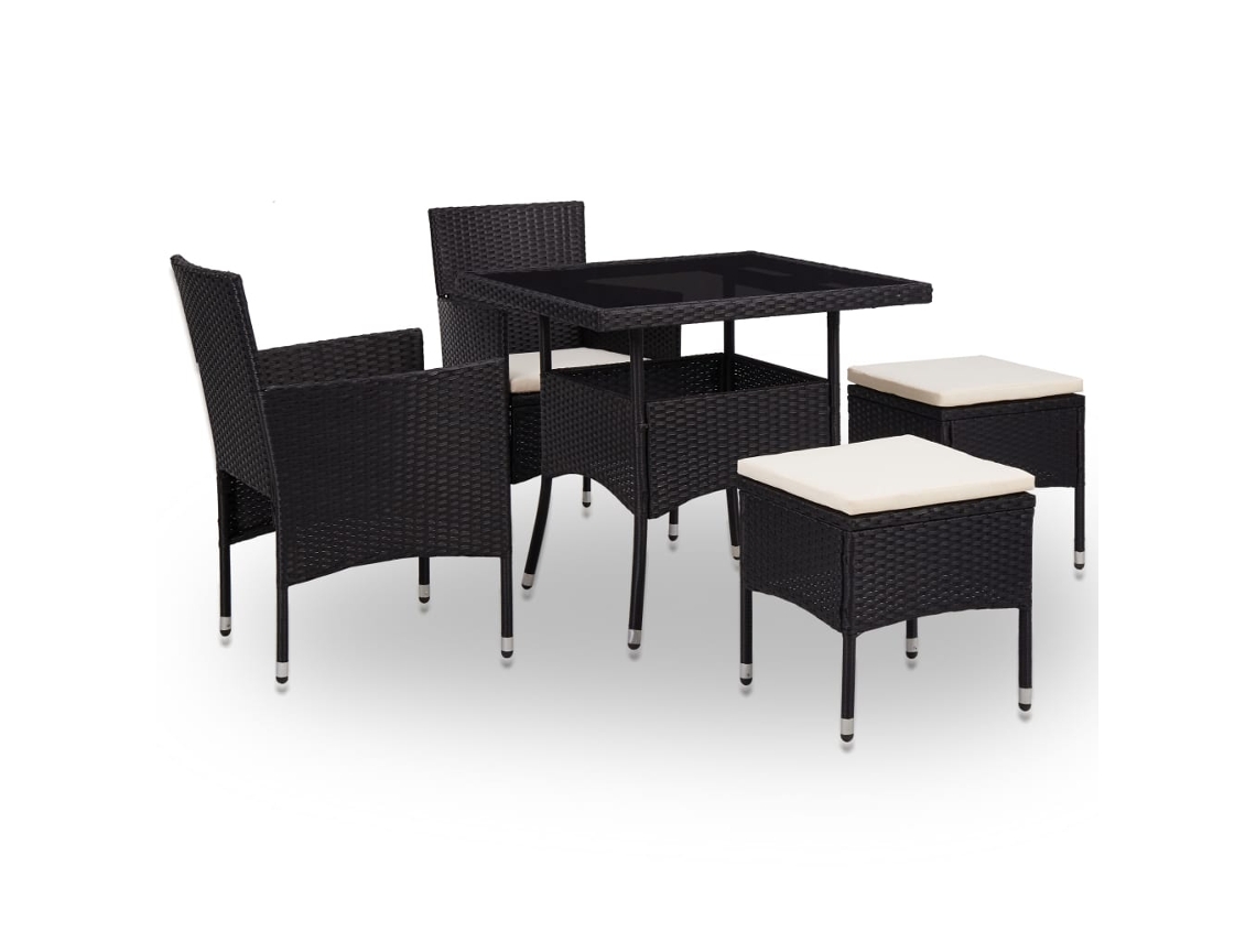 Pcs Conjunto Jantar P/ Exterior Vime Pe E Vidro Preto Dkd Home Decor