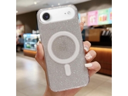 Capa Transparente Com Glitter Para Iphone Air - Acrílico - Magsafe - Prata