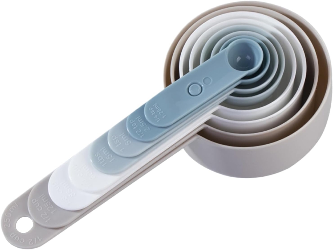 Conjunto De 8 Colheres Medidoras Com Escala Cozinha