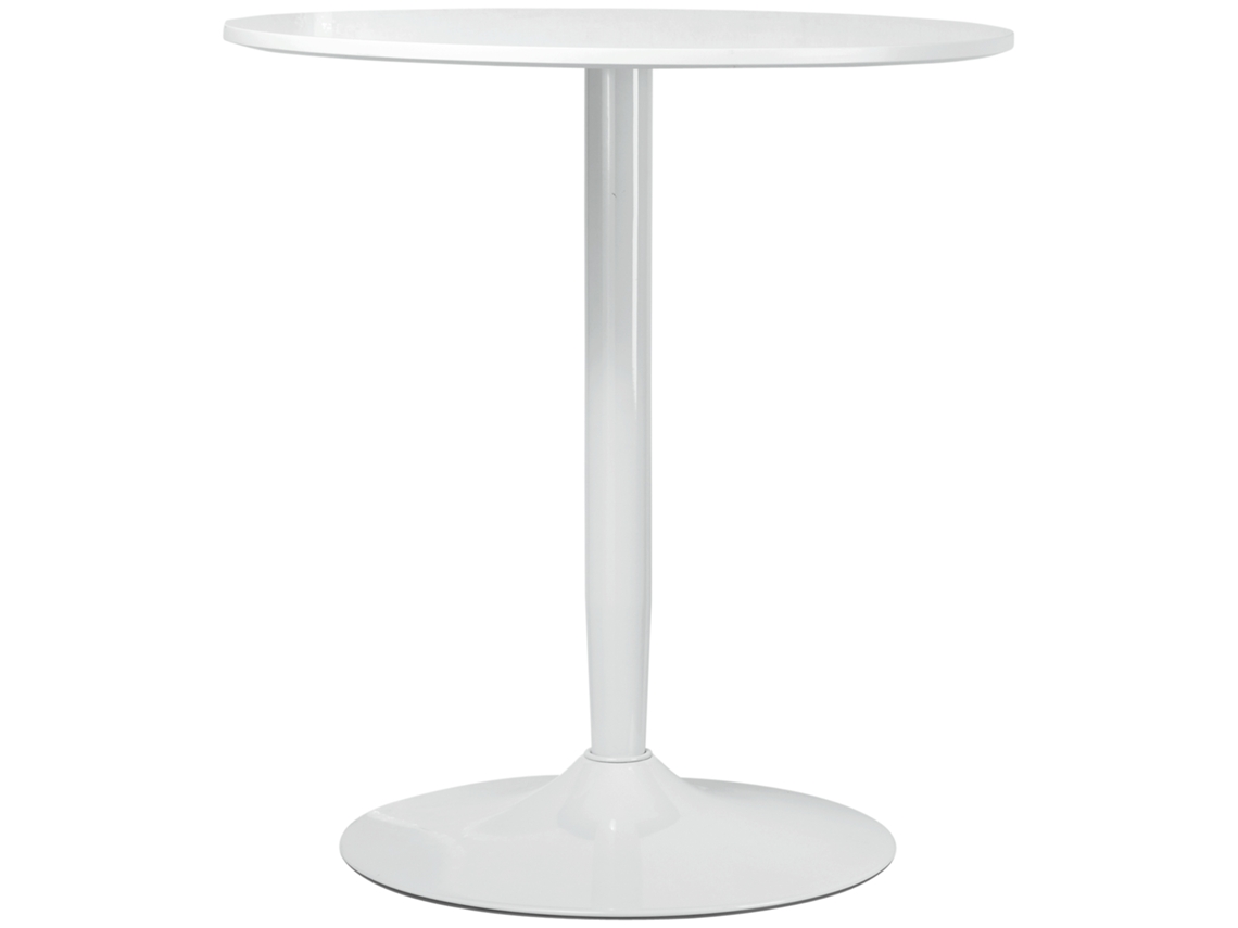 Mesa Branca, 70 X 70 X 75 Cm, Em Aço, Para Sala De Jantar, Com Base E Tampo Redondo