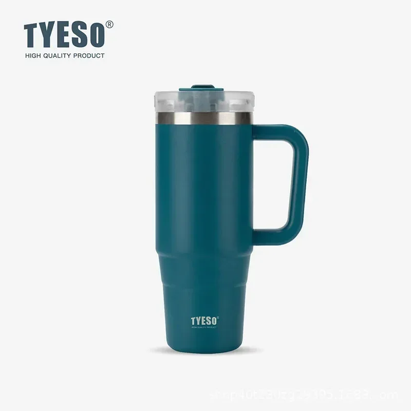 Copo Grande Com Alça E Canudo (azul, 900 Ml), Com Parede Dupla Isolada Para Viagens.