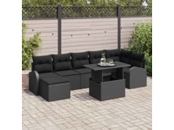 Vidaxl Conjunto De Sofá De Jardim 8 Unid. Preto Rattan Sintético