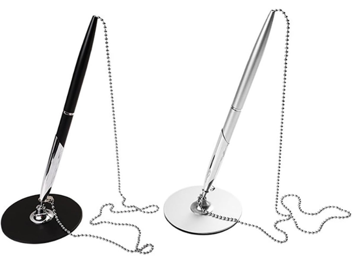 Conjunto De 2 Canetas De Escritório Pretas E Prateadas