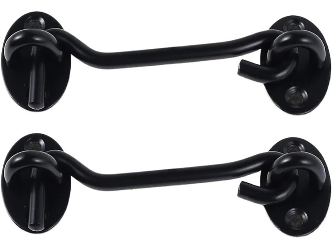 Fecho Para Porta De Celeiro, Conjunto De 4 Peças Em Aço Inoxidável Com Gancho E Olhal, Preto, Para Portas De 3a 6 Polegadas