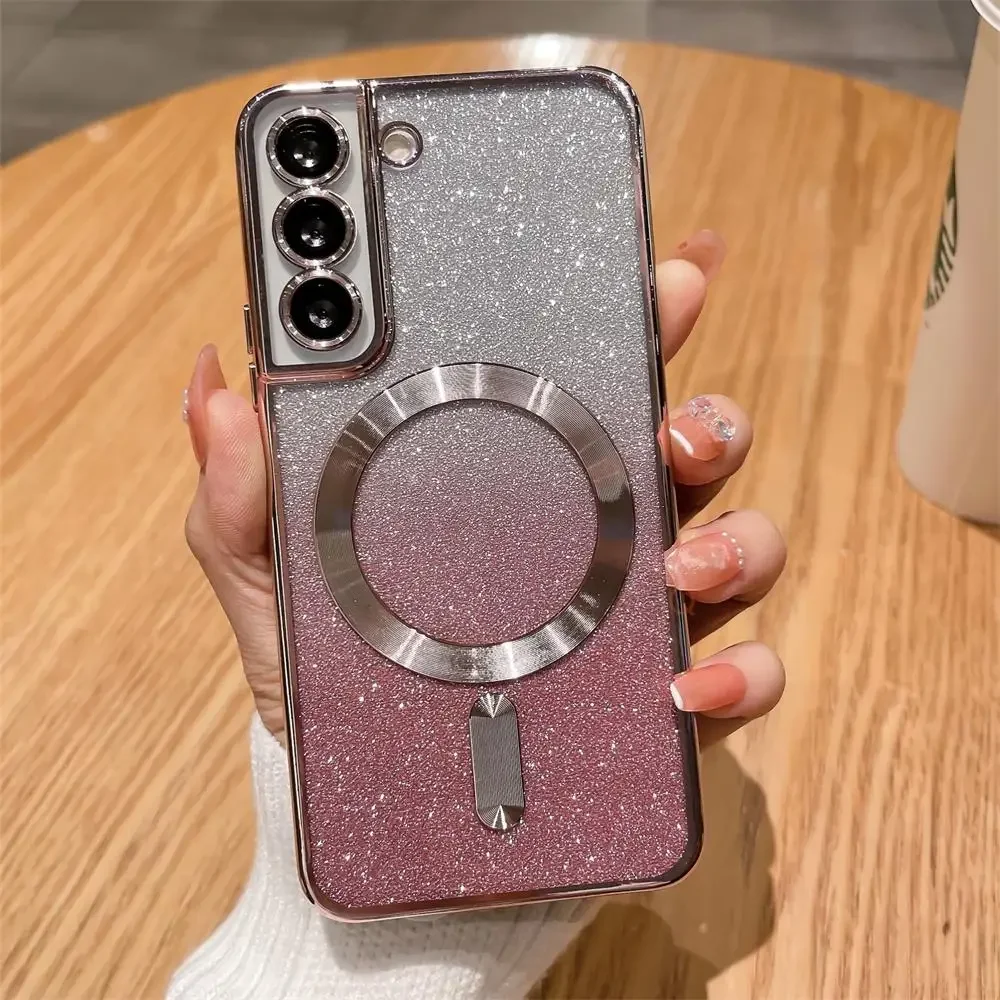 (note 10 Plus Rosa) Capa Protetora Magnética Para Carregamento Sem Fio Com Design Degradê Piscante