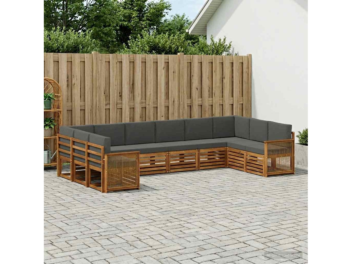 Vidaxl Conjunto De Sofás Para Exterior 7 Unid. Natural E Antracite