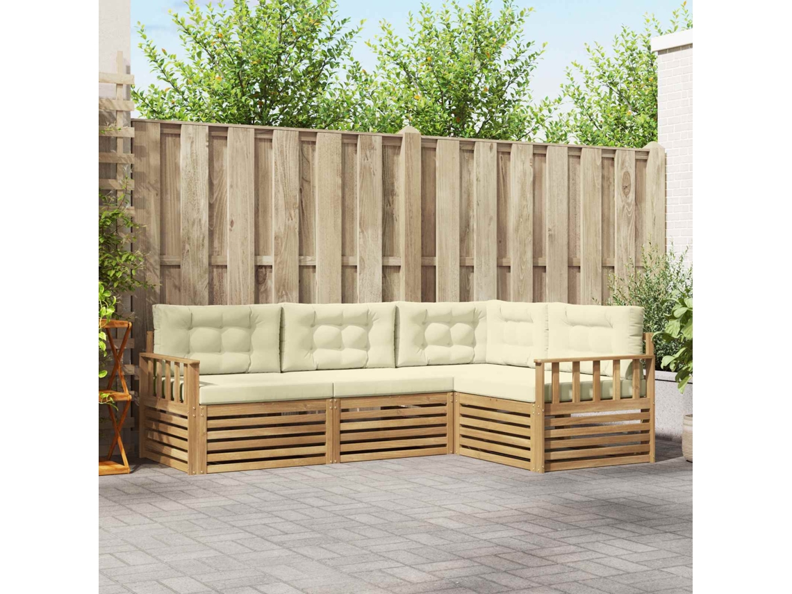 Vidaxl Conjunto De Sofás Para Exterior 5 Unid. Branco E Creme