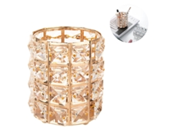 Organizador de Exibição de Cosméticos de Cristal Porta-Pincel de Maquiagem e Estojo de Armazenamento de Joias para Cômoda Copo Recipiente de Ferrame