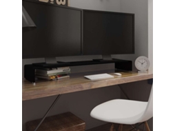 Vidaxl Suporte De Tv/monitores Em Vidro Preto 120x30x13 Cm