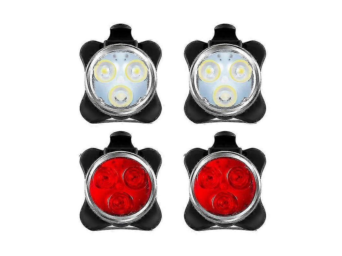 Rebe-4 Pack Luz De Bicicleta Dianteira E Traseira Led Recarregável Usb, Resistente À Água, Material Pc, Instalação Fácil