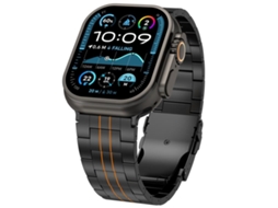 Bracelete para Apple Watch 42/41/40/38mm Liga de Titânio com Fecho de Segurança de 3 Pinos Preto e Laranja XIAOMOYU
