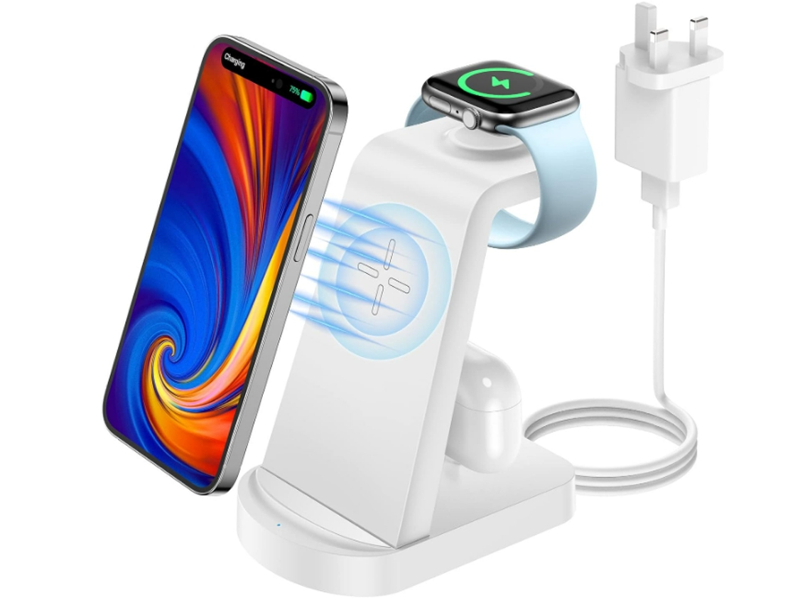 Estação De Carregamento Sem Fio 3 Em 1, Carregador Sem Fio Para Iphone 14/14 Plus/14 Pro/13/12/11, Base De Carregamento Sem Fio (branco)