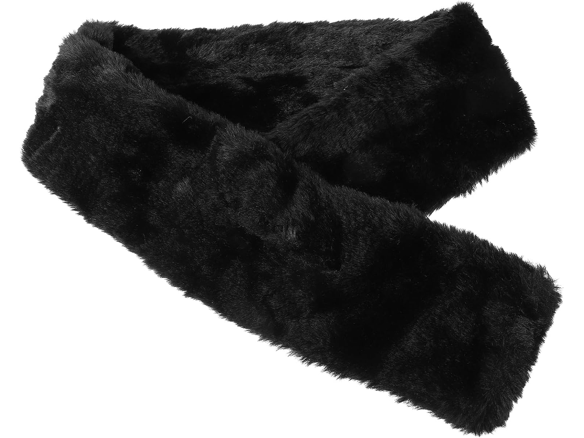 Cachecol Preto Quente De Pele Sintética, Macio E Leve, Gola Alta, Tamanho Único, Feminino, Inverno.
