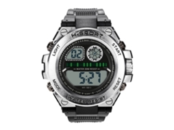 Relógio esportivo eletrônico masculino à prova d'água com calendário e visor de LED (branco)