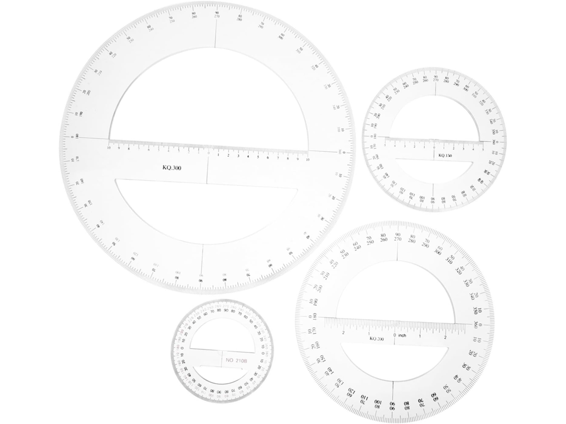 Transferidores De Plástico Transparente Amosfun, Uso Versátil, Medição Precisa Para Geometria, Conjunto De 4, Adequados