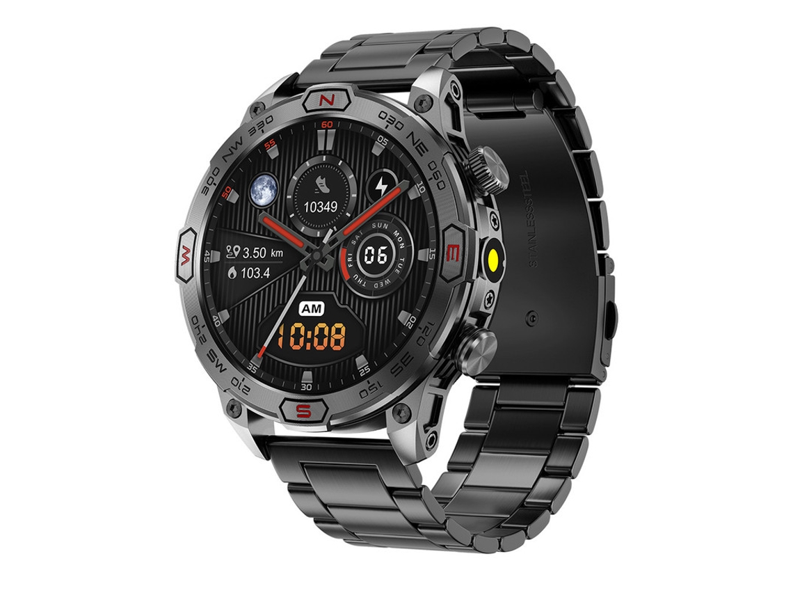 Smartwatch YIZHOOD Kc86 1.43 Inch Chamada Bluetooth 100+ Modos Desportivos Monitorização Da Saúde 450Mah Longa Espera Android e Ios Preto