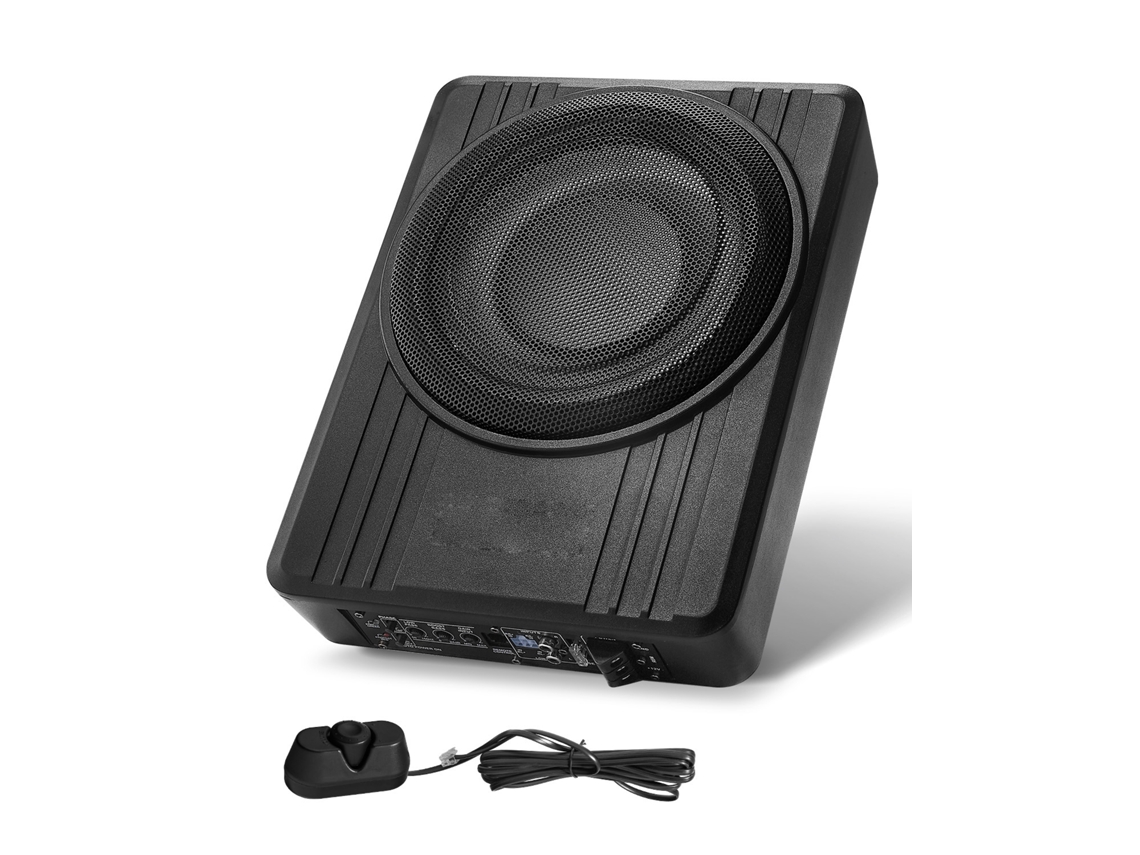 Subwoofer para Abaixo do Assento de Automóvel 254 Mm, 300 W, Alto falante Compacto com Amplificador Incorporado, Entrada Nível Alto, Controlador