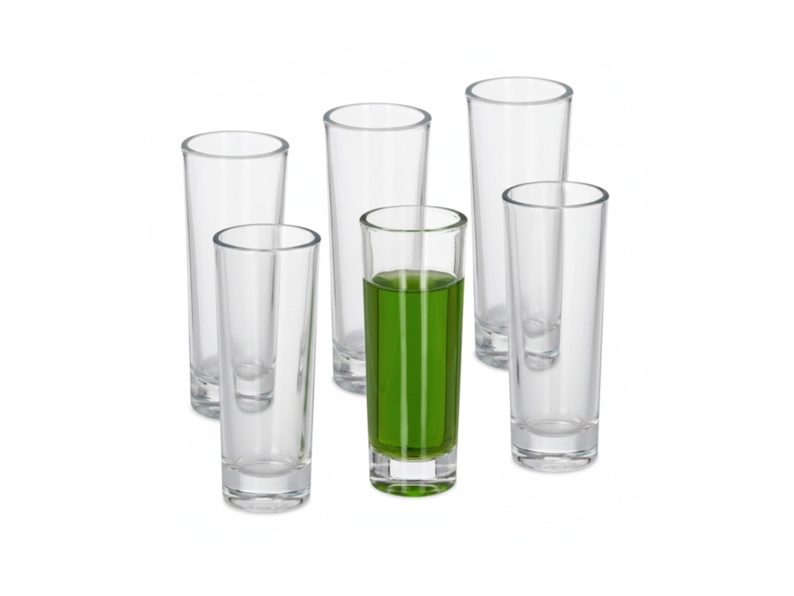 Conjunto De 6 Copos De Shot Relaxdays, Altos Com Base Grossa, 6 Cl Cada, Laváveis Na Máquina De Lavar, Transparentes