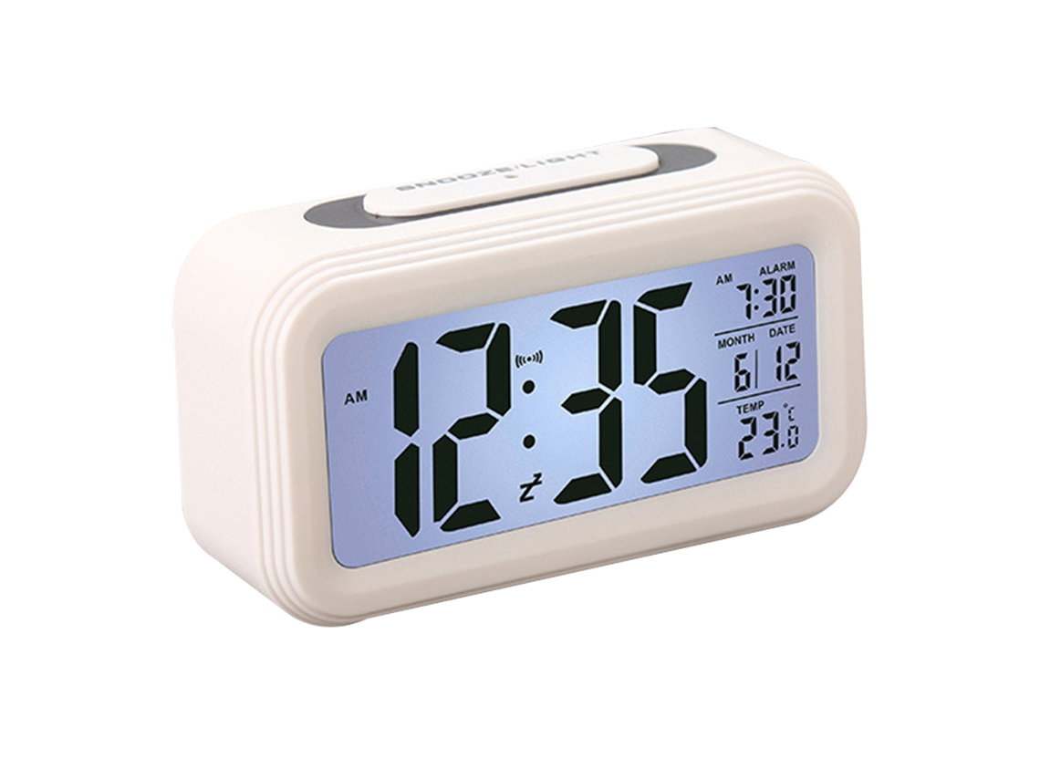 Despertador Relógio Matinal Digital Eletrônico com Lcd Grande Luz de Fundo Calendário e Temperatura