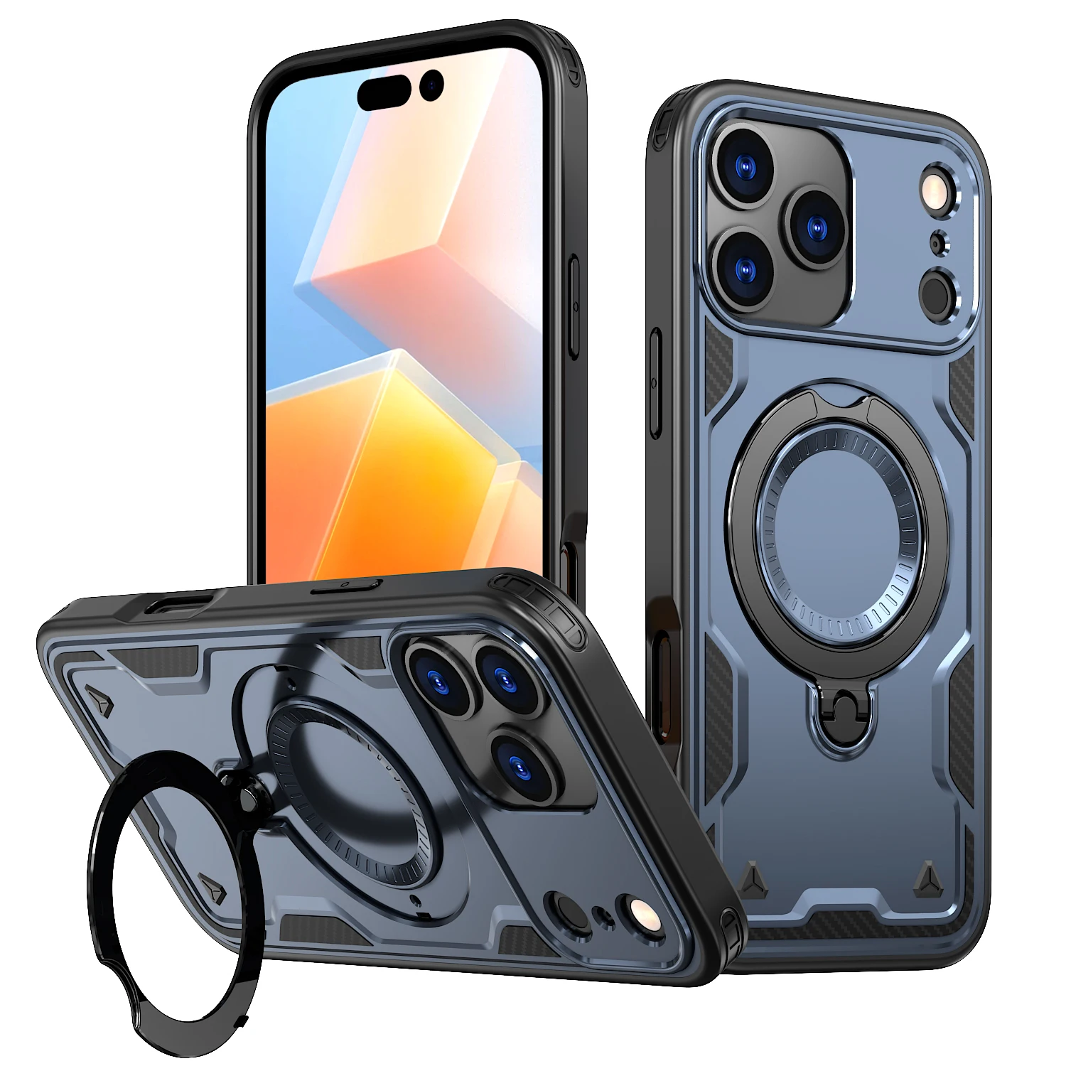 (azul, Iphone 17 Pro Max) Capa Resistente E Reforçada Para Iphone Com Suporte Magnético Para Carregamento Sem Fio.