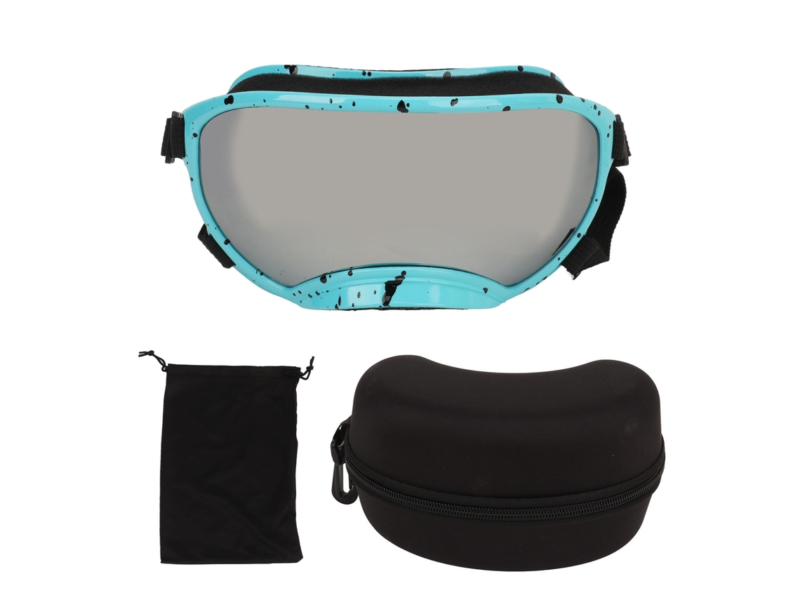 Óculos de Sol para Cães com Lentes de PC Proteção UV Ajustável Óculos Vento Lentes Prateadas
