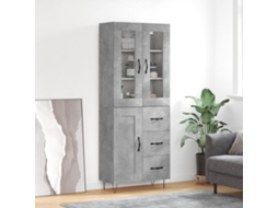 Vidaxl Armário Alto 69,5x34x180 Cm Derivados De Madeira Cinza Cimento