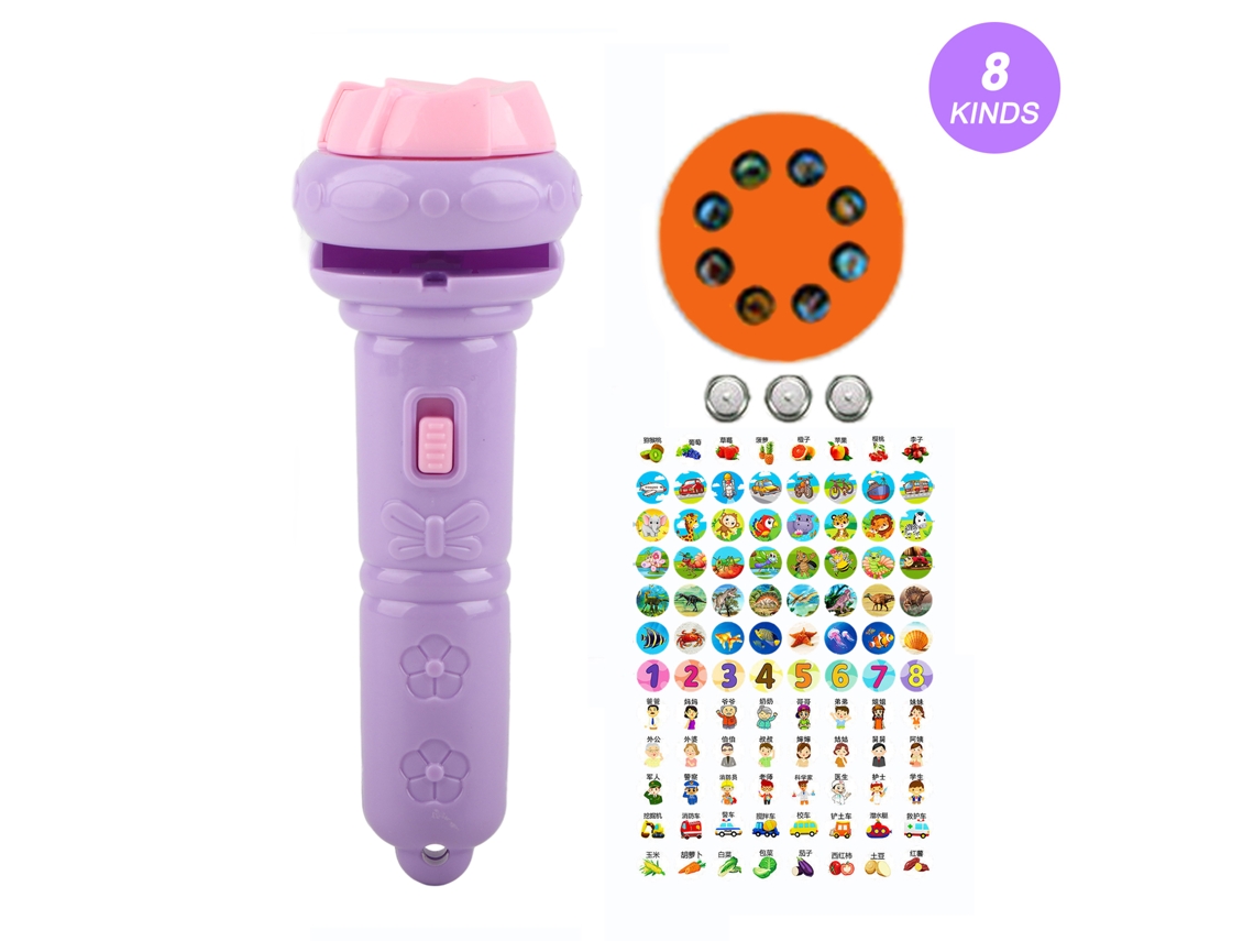 Mali lanterna Projetora Infantil com Padrões de Animais Brinquedo Educativo Científico Roxo 8 Padrões