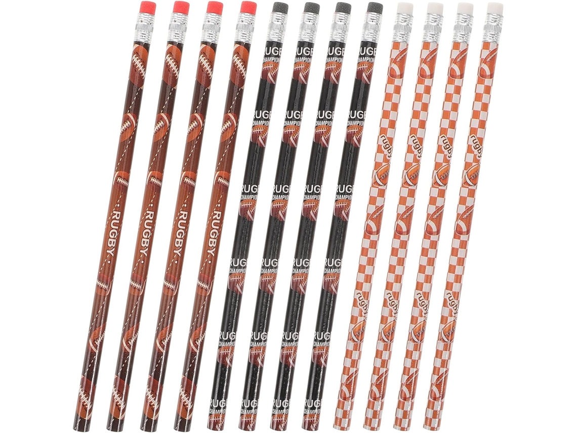 Conjunto de 36 Lápis de Desenho com Tema de Rugby em Madeira, para Material Escolar CHABERLU