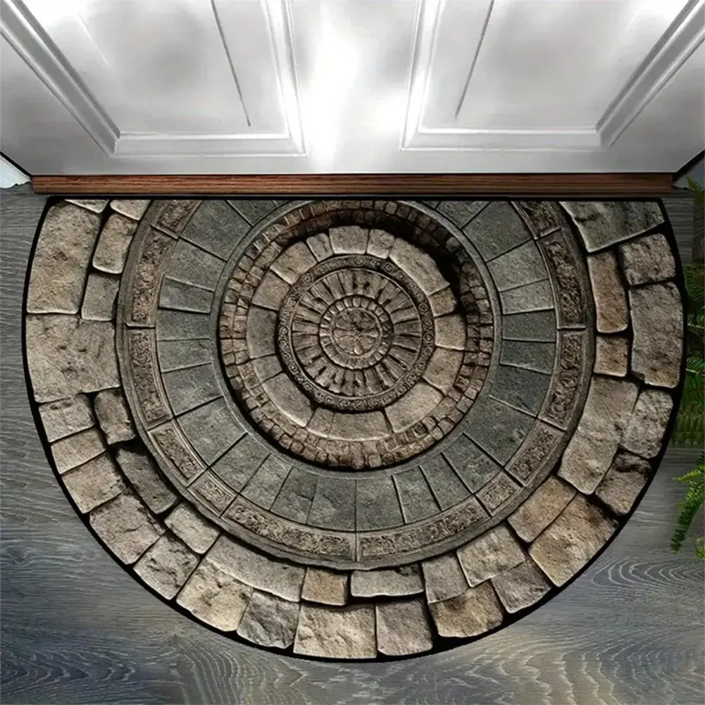 (estilo 5 45x70cm) Tapete De Entrada Semicircular Em Mosaico Com Formato De Leque, Estilo Retrô.