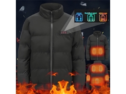 4xl Tengoo Hj-07a Jaqueta Térmica 7 Áreas Aquecidas Controle Temperatura Três Níveis Corta-vento Gola Alta Esportes Inverno Ar Livre
