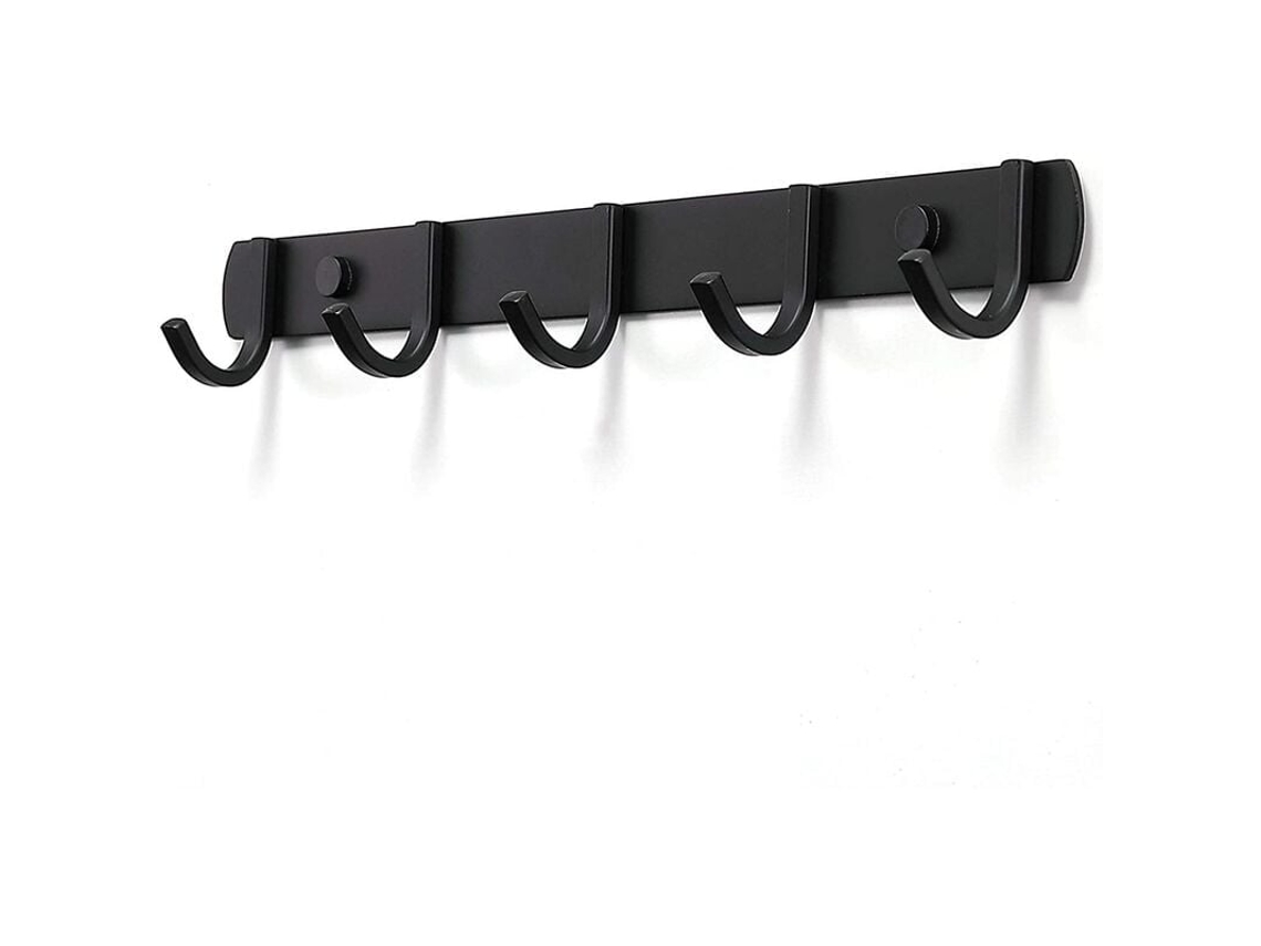 Cabide de Parede para Roupas, Gancho de Aço Inoxidável, Ganchos Sólidos para Banheiro, Quarto e Escritório, Preto BRILVIBERA (5 Ganchos)