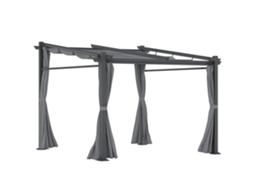Pergóla Yll com Material de Fixação, Telhado Extensível, 2,97x2,95x2,3 m, Cinza Escuro | S/MARCA