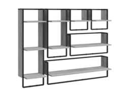 Wall Shelf Set, Wall Shelf Sets Vidaxl Cinzeto Madeira Processada (n/a)