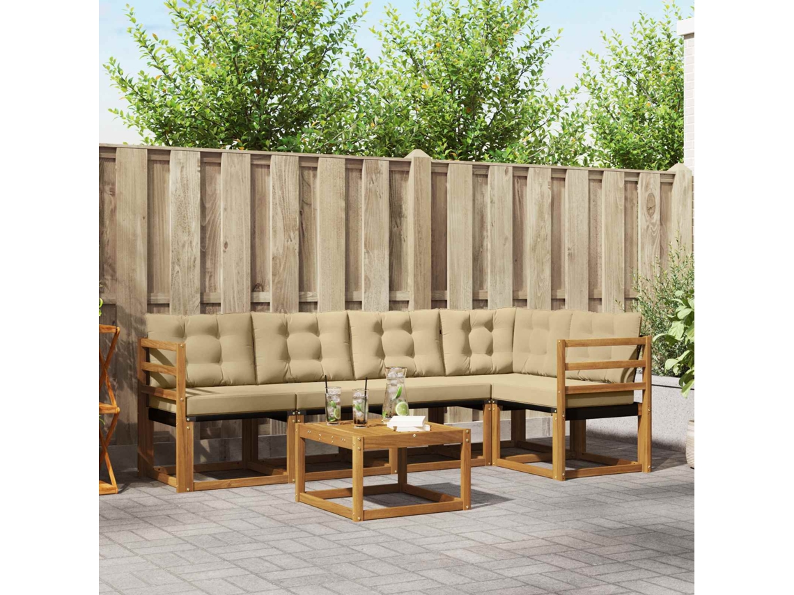 Vidaxl Conjunto De Sofás Para Exterior 6 Pcs Natural E Bege
