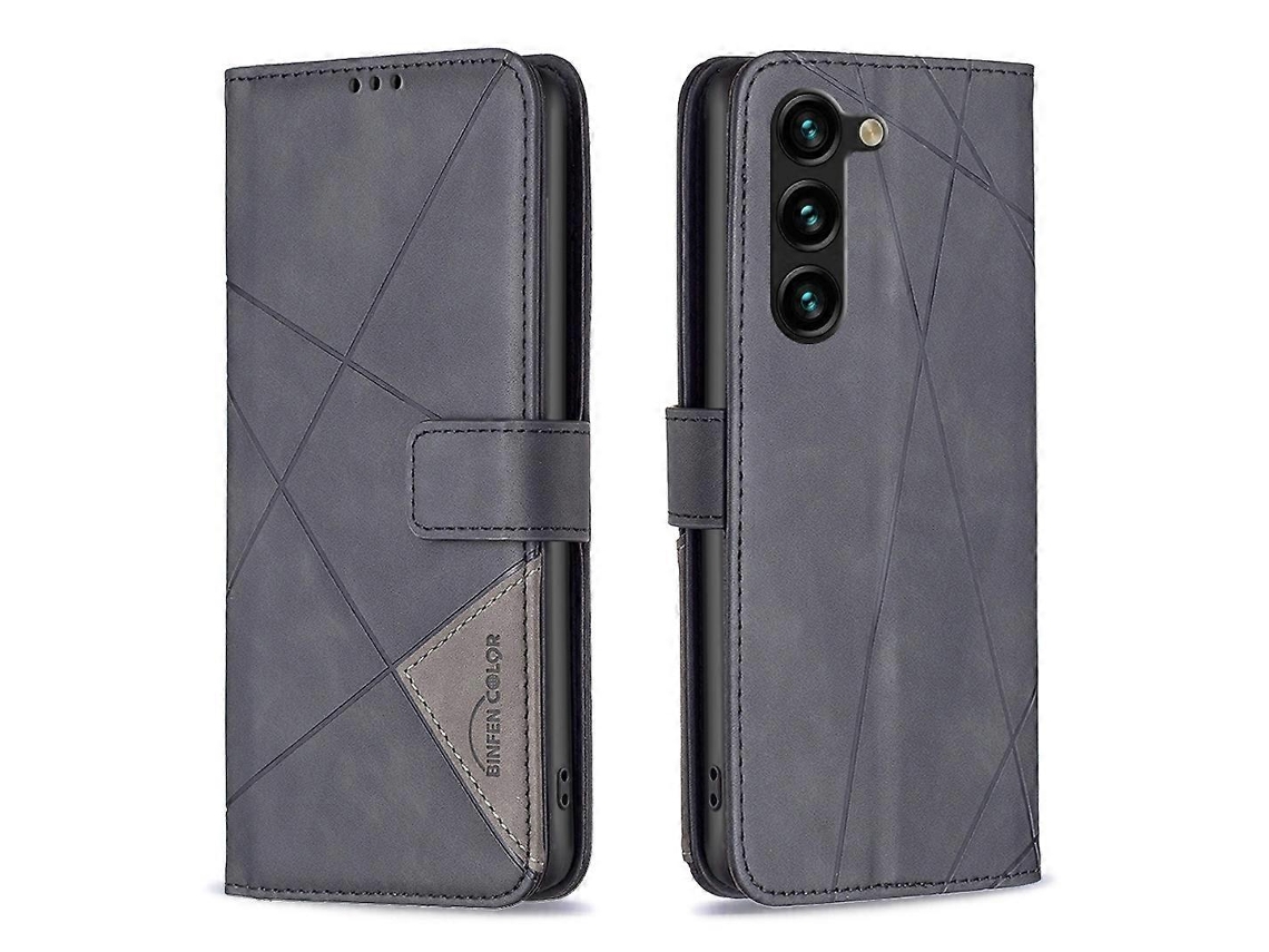 Capa De Celular Em Couro Com Textura De Losango E Fecho Magnético Para Samsung Galaxy S23+ 5g