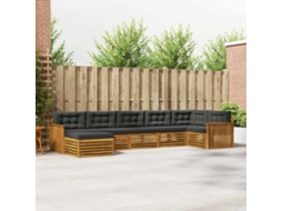 Vidaxl Conjunto De Sofás Para Exterior 7 Unid. Natural E Antracite