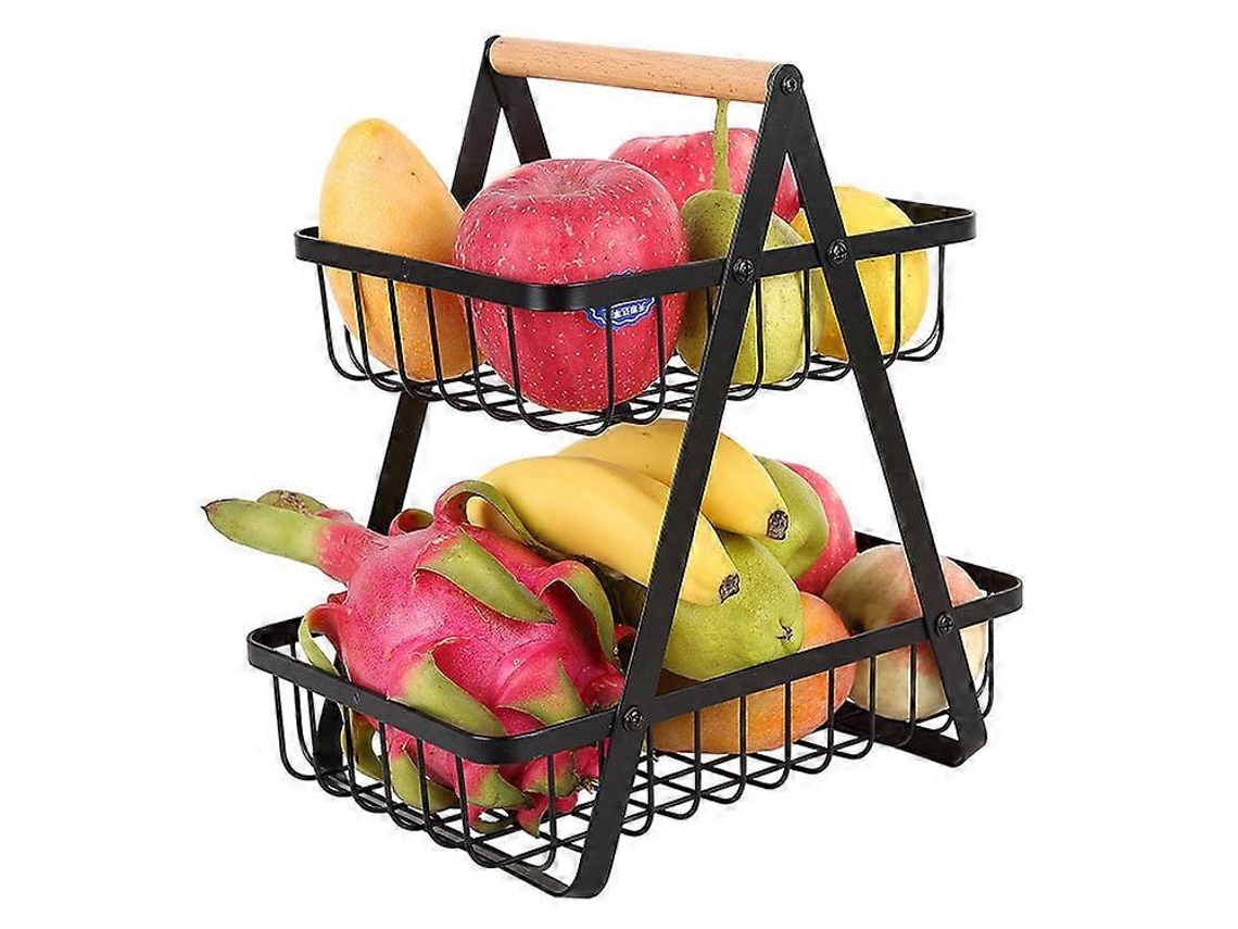 Omni rack de Verduras de 2 Capas, Canasta de Almacenamiento Desmontable para Frutas Y Verduras, Soporte Metálico Multifuncional