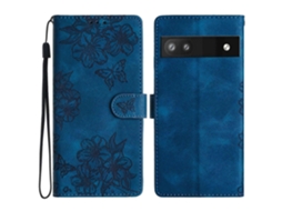 Capa De Couro Pu Com Estampa De Borboleta E Flor Para Google Pixel 8a