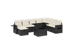Conjunto de 9 Sofás para Jardim com Almofadas Vime Pe Preto MAISON EXCLUSIVE (9 pcs)