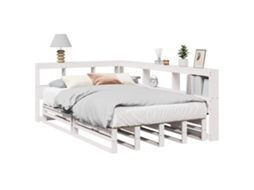 Cama Com Estante Sem Colchão 120x190 Cm Pinho Maciço Branco