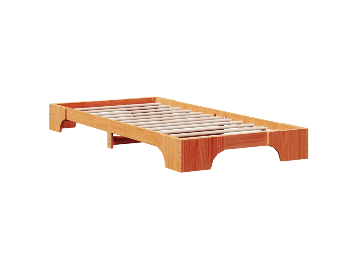Conjunto 1 Estrutura Da Cama Vidaxl Castanho Madeira De Pinho Maciça (75 X 190 Cm)