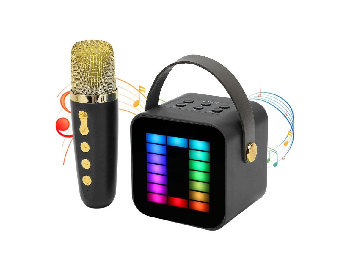 Mini Máquina De Karaokê Com Luz Rgb, Chip De Processamento Digital, Alto Falante Bluetooth Portátil E Microfone. Aquaforge