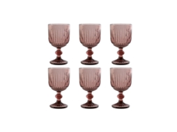 Conjunto de Copos HOME ESPRIT Cor de Rosa Cristal 8 x 8 x 14,5 cm (6 Unidades)
