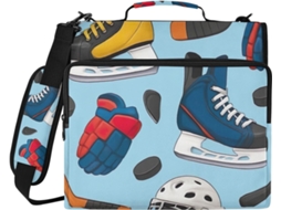 Organizador de Arquivos Azul com Zíper para Hóquei Sports, 3 Argolas, Ideal para Escola e Trabalho, Resistente à Água