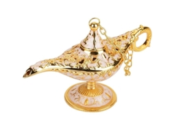 Lâmpada De Desejos Aladino Retrô Com Gravura Metálica Oca Em Relevo 3d Decorativa Colecionável 6,5x12cm