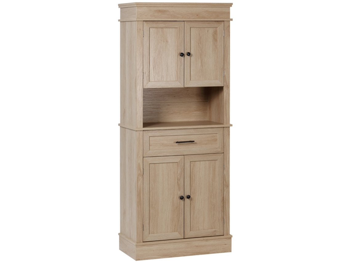 Armário de cozinha 4 portas 1 gaveta 74x39,5x183cm com prateleira aberta carvalho S/MARCA